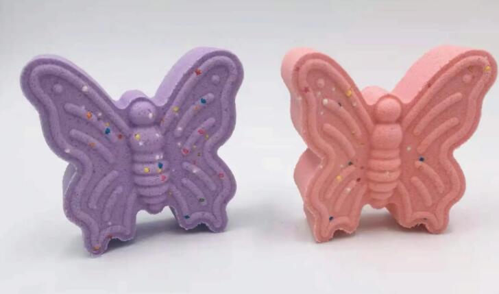 Organischer handgemachter Schmetterlings-Form-Regenbogen-Badebomben-Sprudelschaum für Kinder und Mädchen